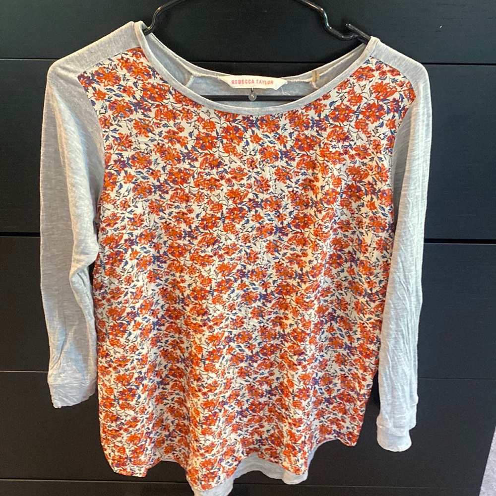 Women’s Long Sleeve Flower Patterned Rebecca Taylor Shirt - S